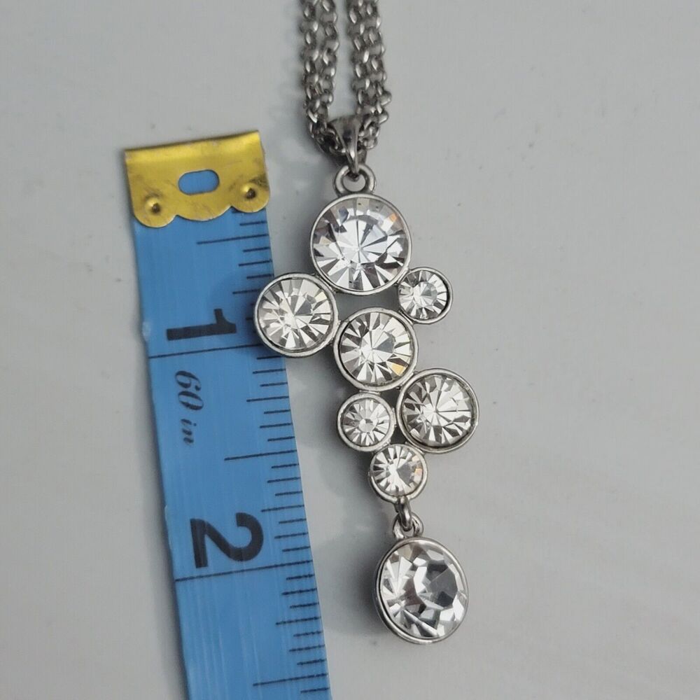 Silver 2.5" Crystal Statement Pendant Necklace